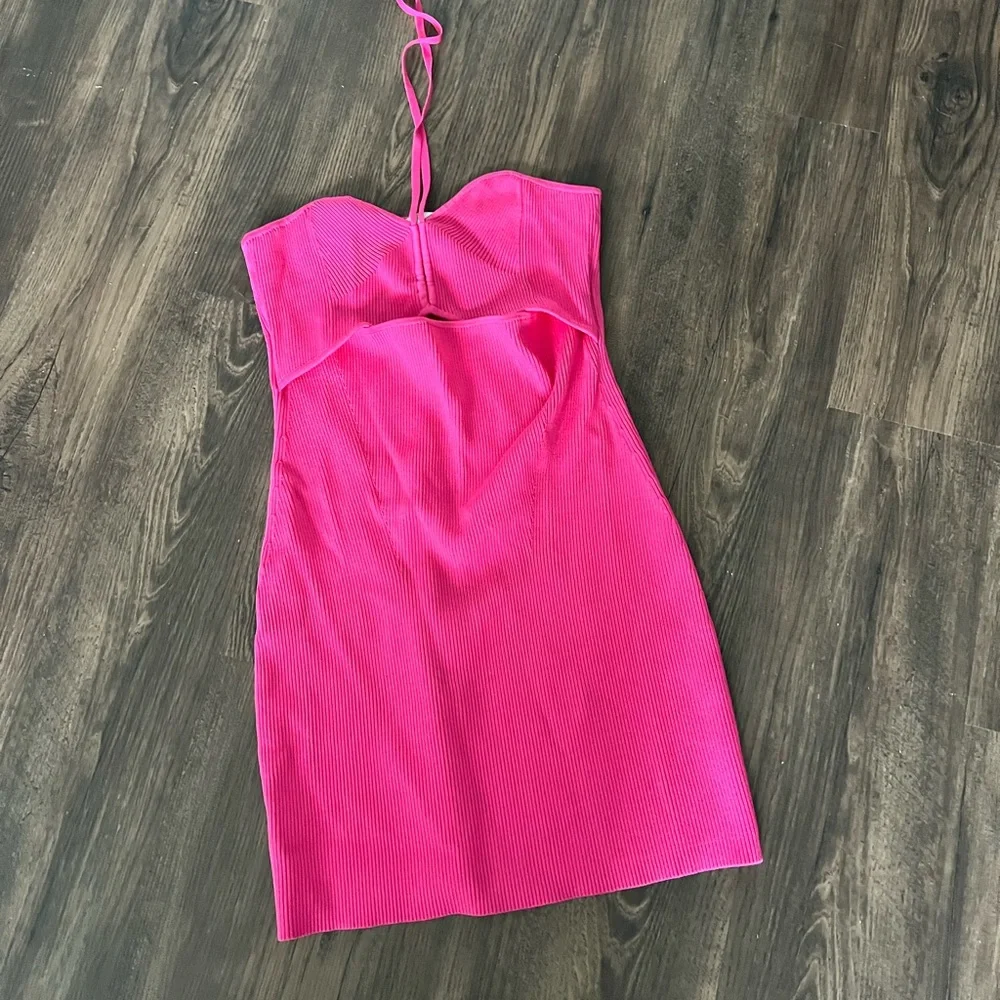 Jonathan Simkhai pippa halter mini dress in azalea - Picture 2 of 7